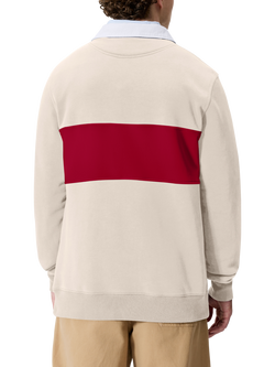 Canterbury CCC Striped Cotton Blend Rugby Sweatshirt, Beige Red - view 2, Beige Red