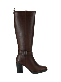 Carvela Silver 2 Wide Fit Leather Knee High Boots, Brown, Brown