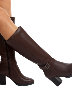 Carvela Silver 2 Wide Fit Leather Knee High Boots, Brown - view 2, Brown