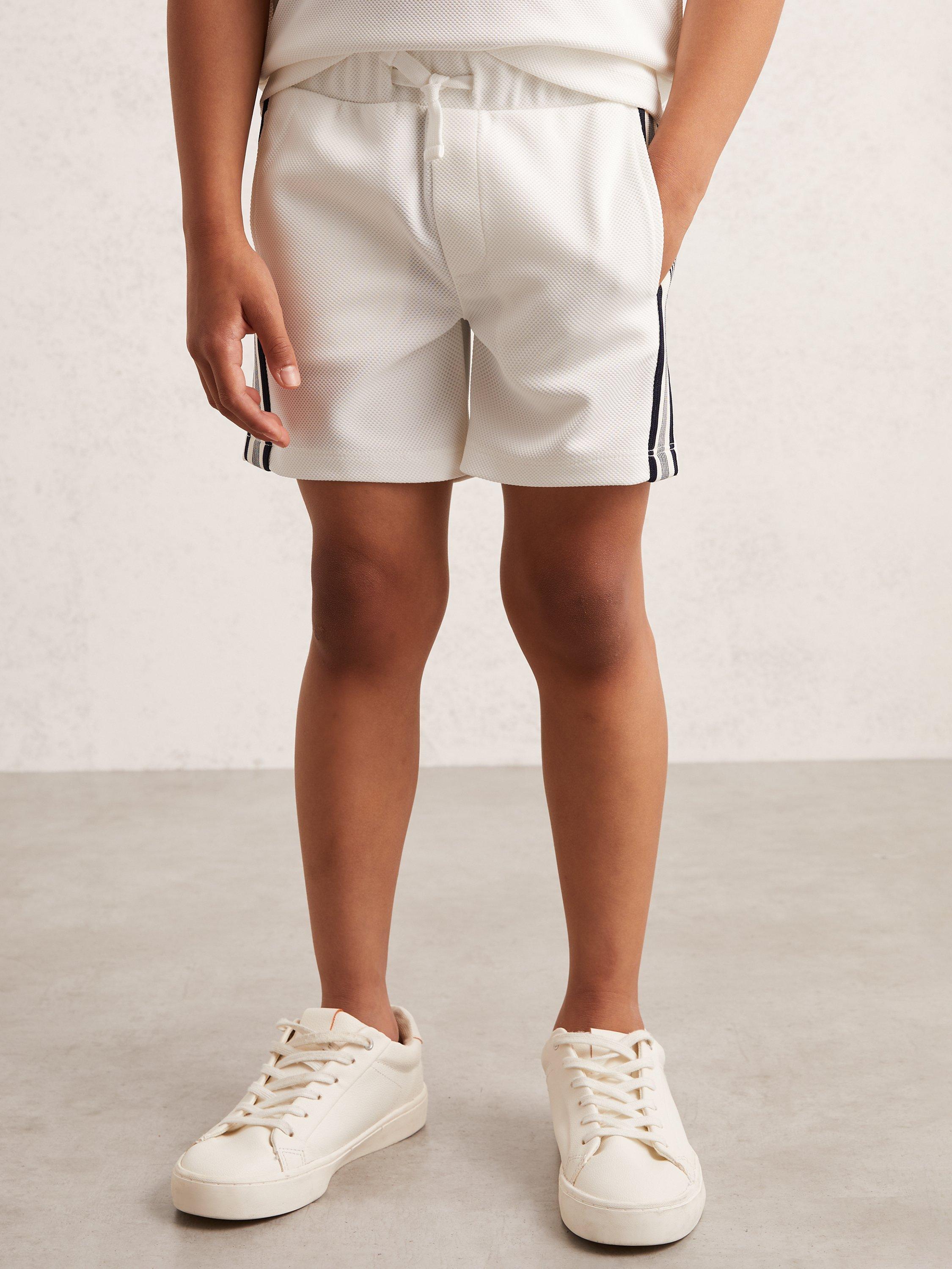 Product image 1 of 4, which shows Reiss Kids' Terry Shorts, White, 6-7 years