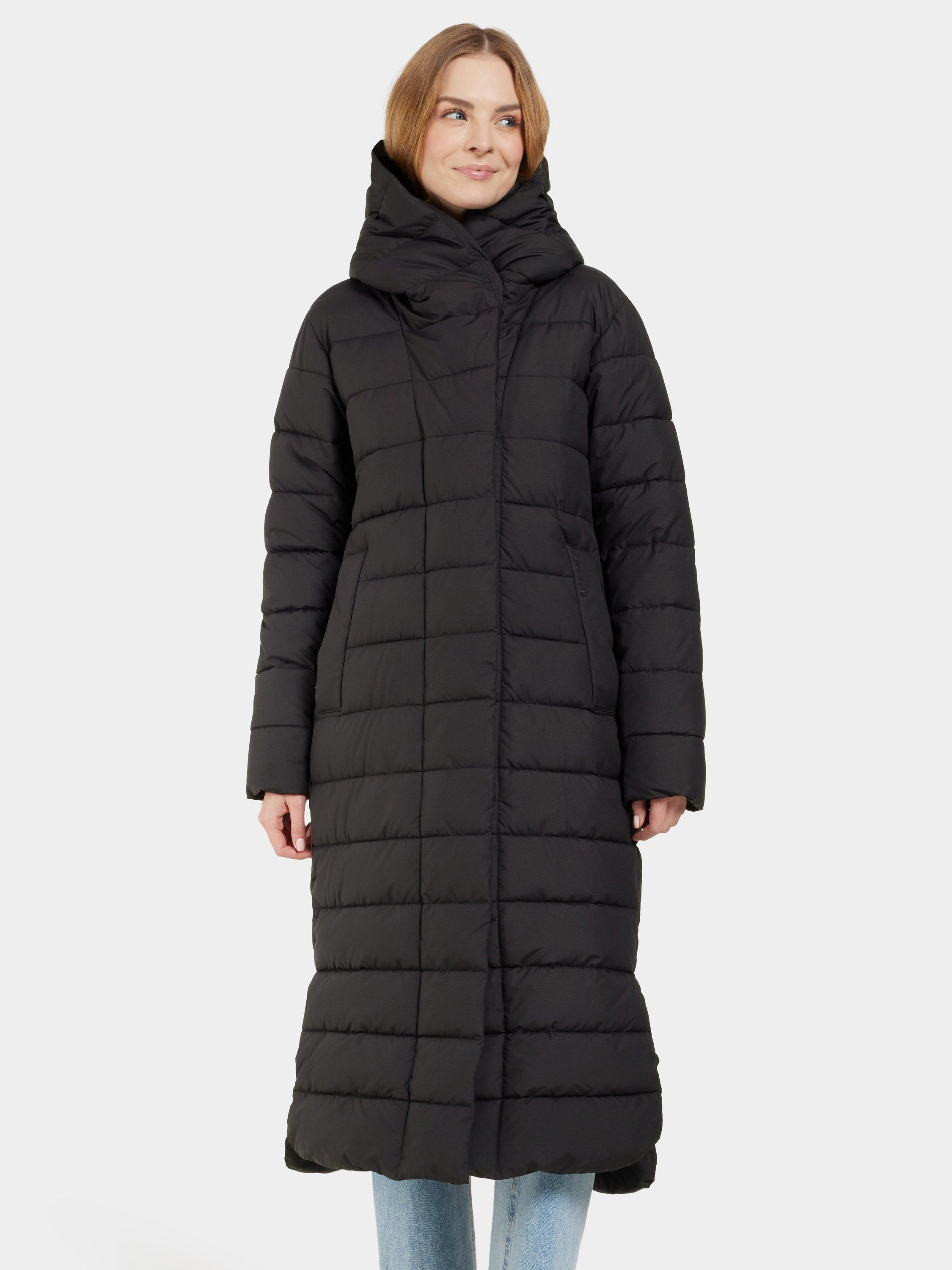 Product image 1 of 9, which shows Didriksons Stella Longline Quilted Parka, Black, 6
