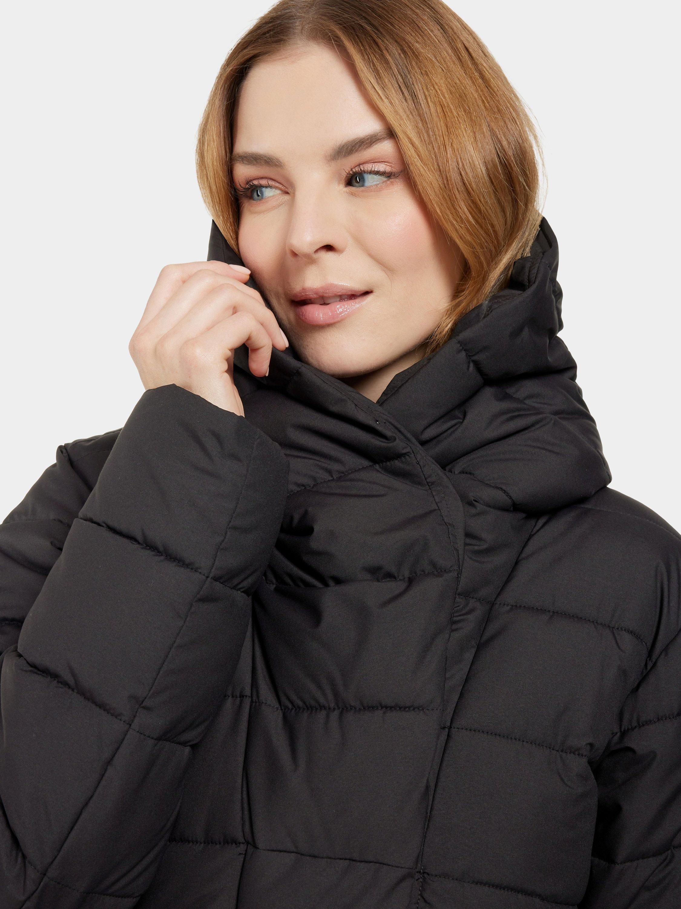 Product image 6 of 9, which shows Didriksons Stella Longline Quilted Parka, Black, 6