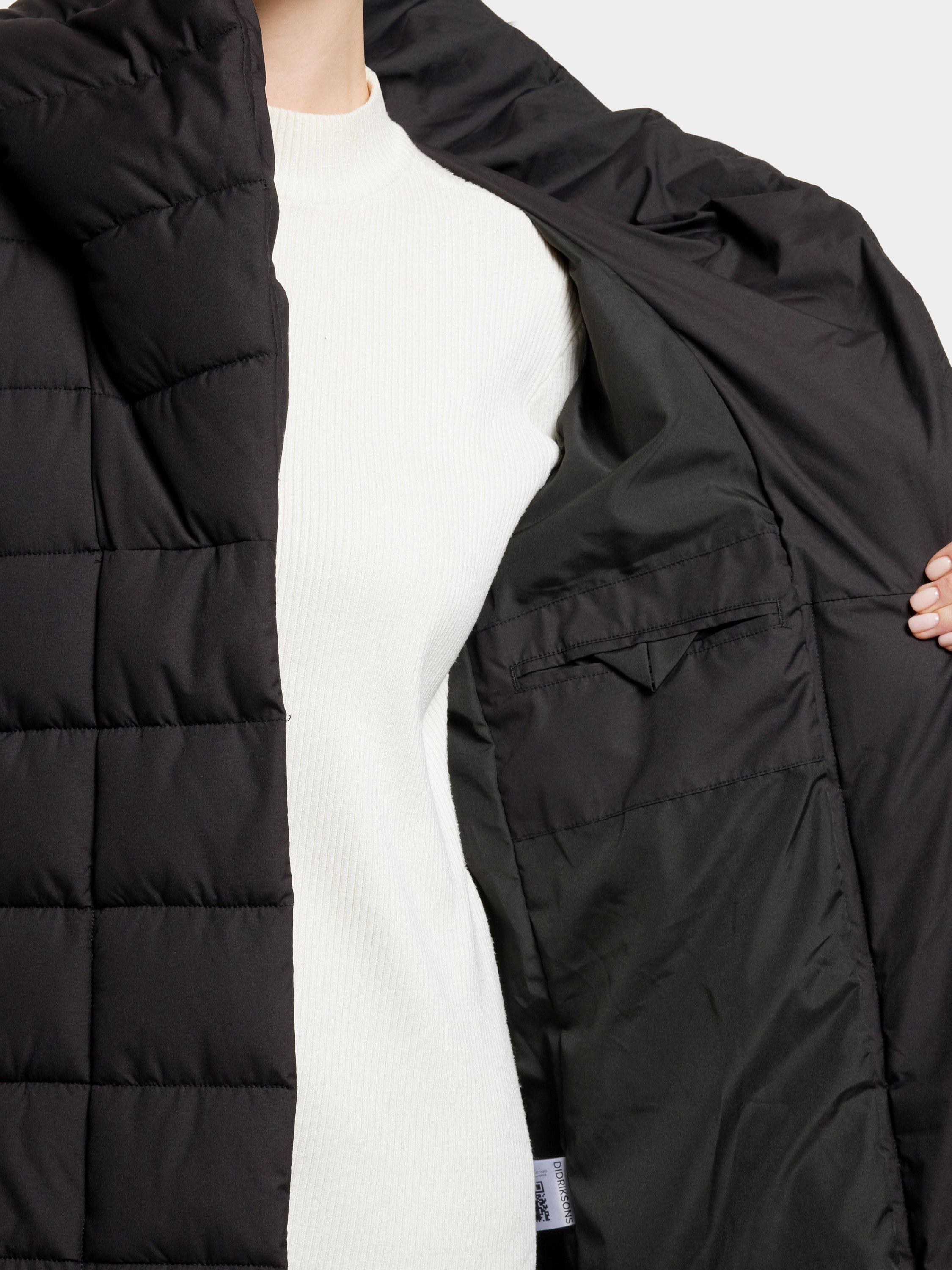 Product image 7 of 9, which shows Didriksons Stella Longline Quilted Parka, Black, 6