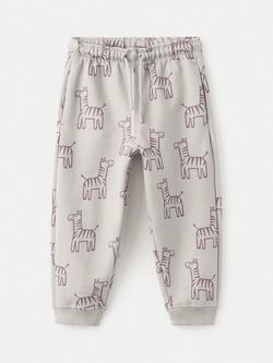Mango Kids' Cotton Blend Giraffe Print Joggers, Pastel Brown, Pastel Brown