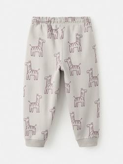 Mango Kids' Cotton Blend Giraffe Print Joggers, Pastel Brown - view 2, Pastel Brown