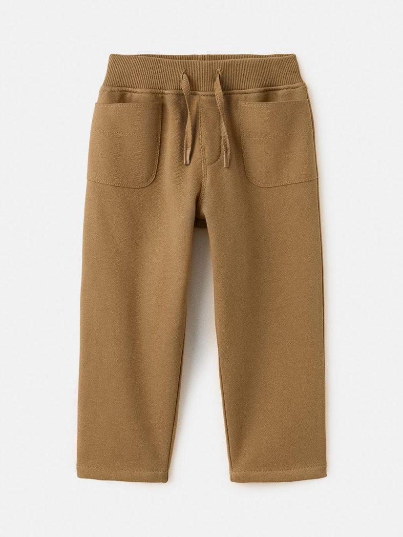 Mango Kids' Canves Cotton Drawstring Joggers, Dark Brown