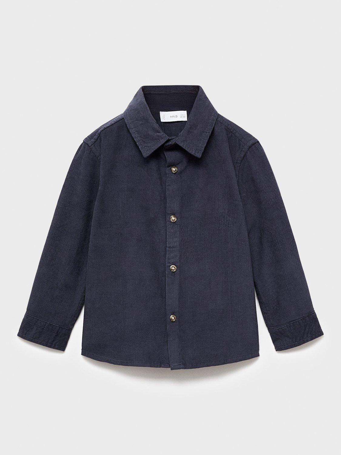 Product image 1 of 4, which shows Mango Kids' Coenb Pure Cotton Long Sleeve Shirt, Navy, 12-18 months