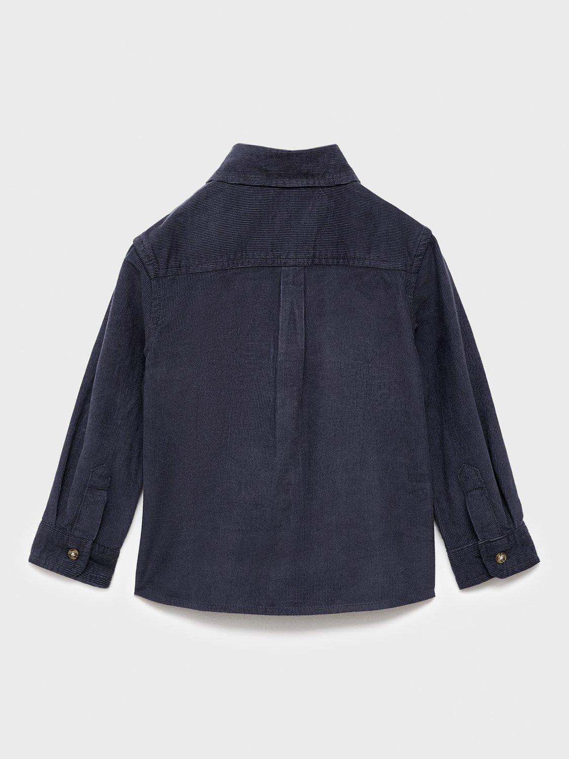 Product image 2 of 4, which shows Mango Kids' Coenb Pure Cotton Long Sleeve Shirt, Navy, 12-18 months