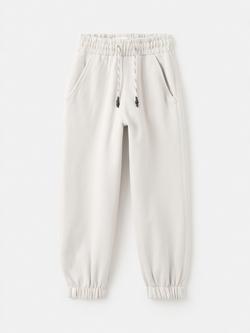 Mango Kids' Cotton Blend Drawstring Joggers, Natural White, Natural White