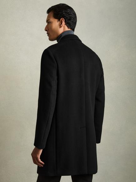 Reiss Gable Single Breasted Wool Blend Coat - view 2, Black
