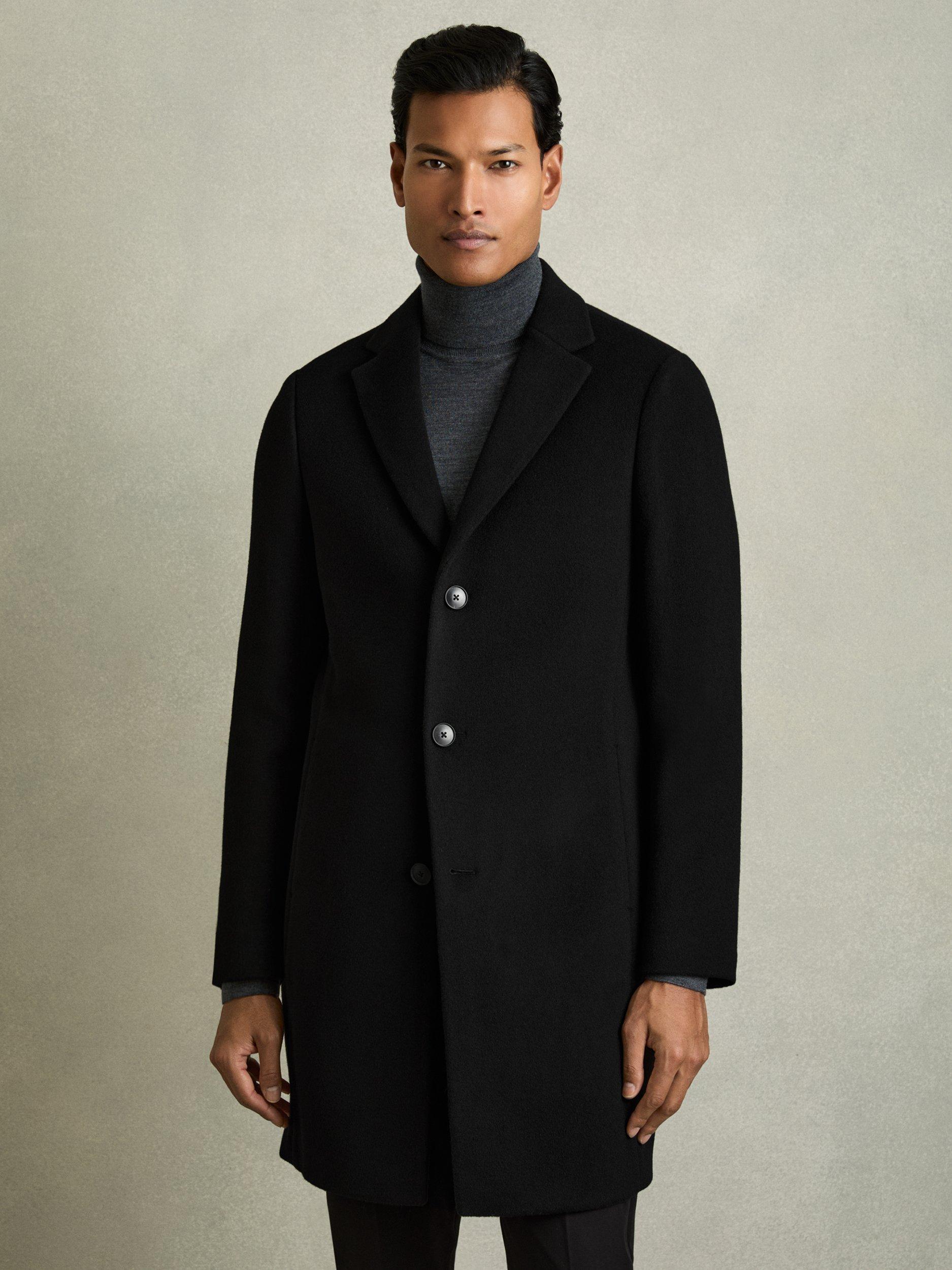 Product image 4 of 5, which shows Reiss Gable Single Breasted Wool Blend Coat, Black, XS