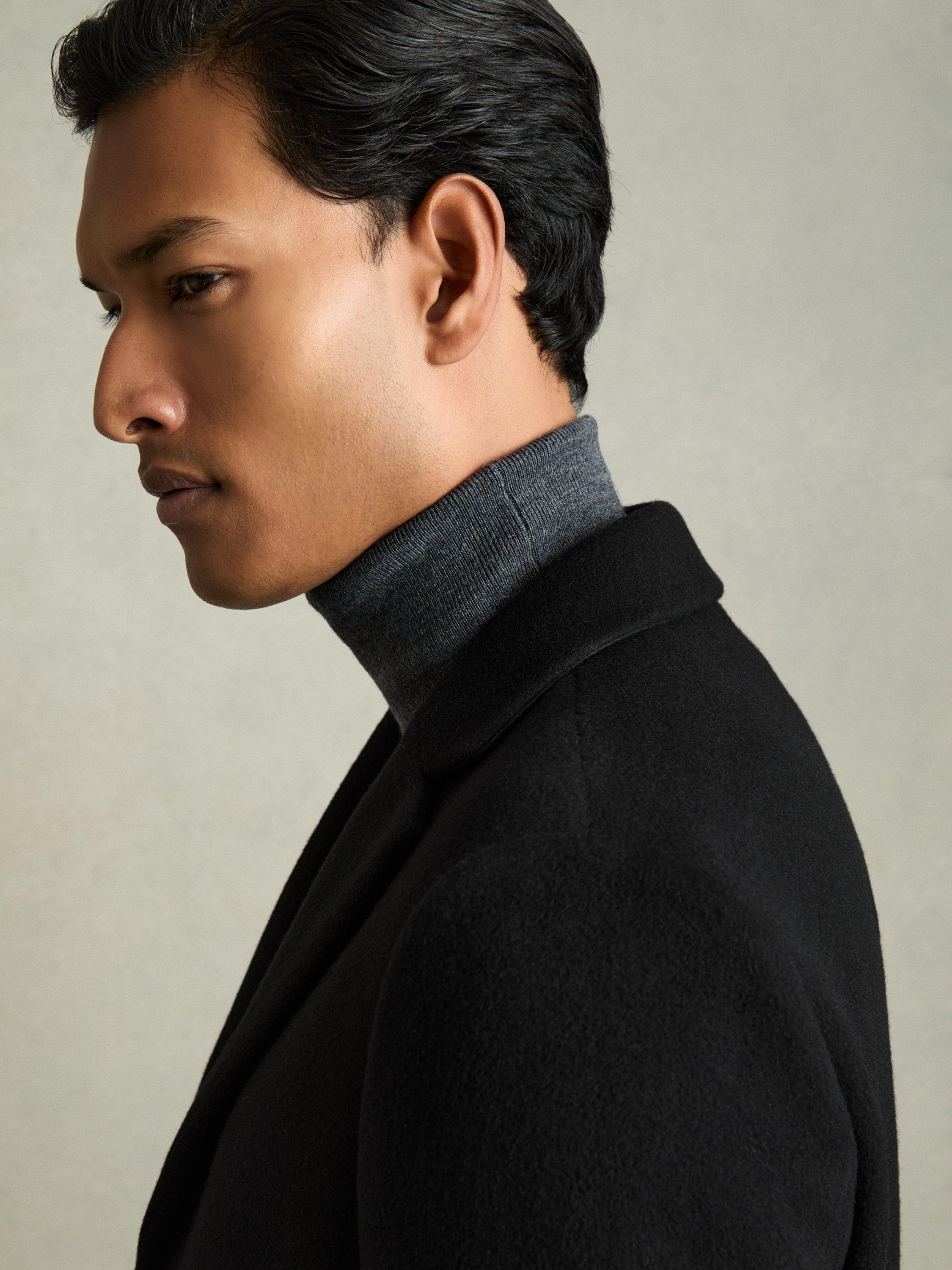 Product image 5 of 5, which shows Reiss Gable Single Breasted Wool Blend Coat, Black, XS