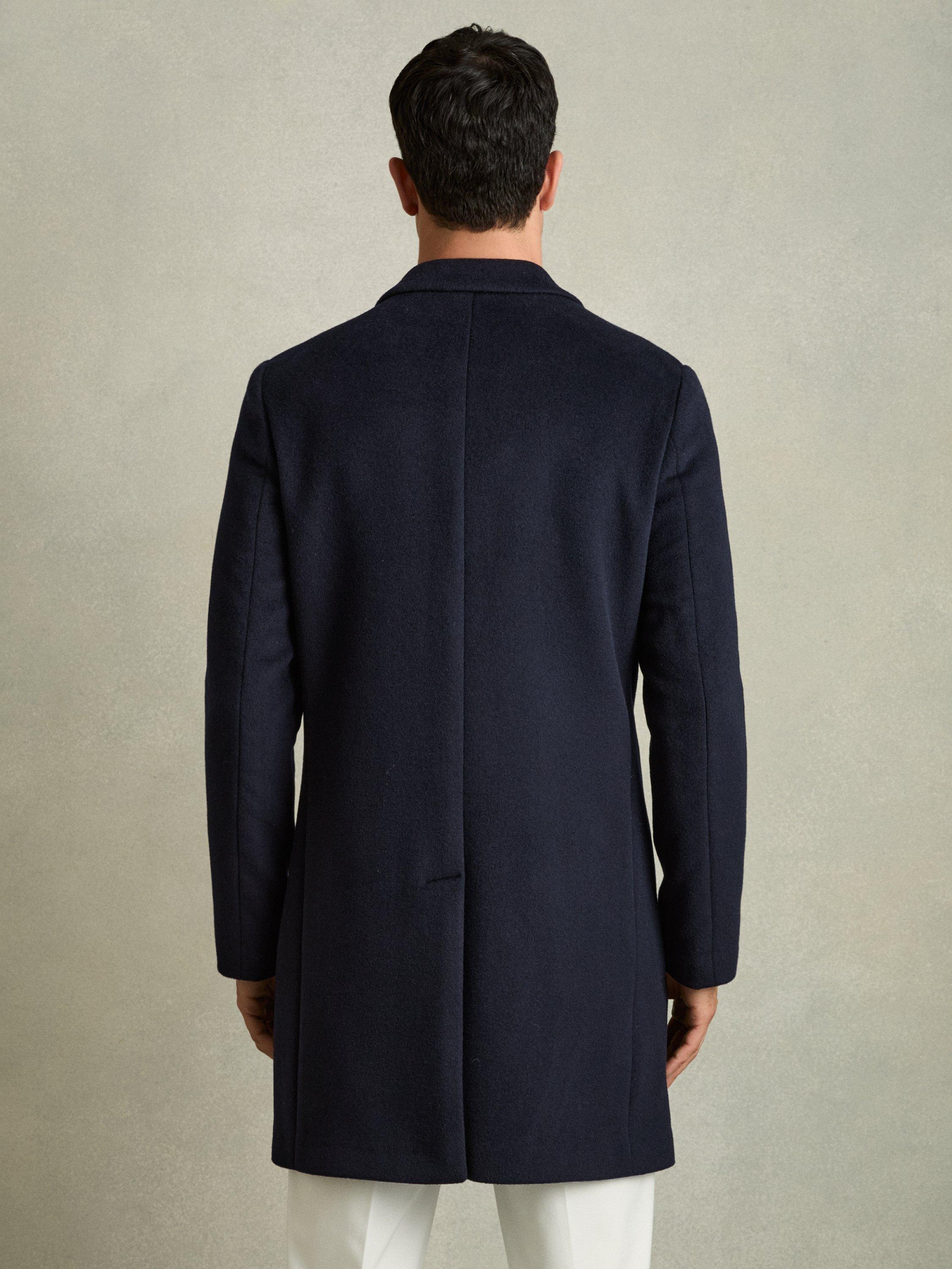 Product image 2 of 5, which shows Reiss Gable Single Breasted Wool Blend Coat, Navy, XS