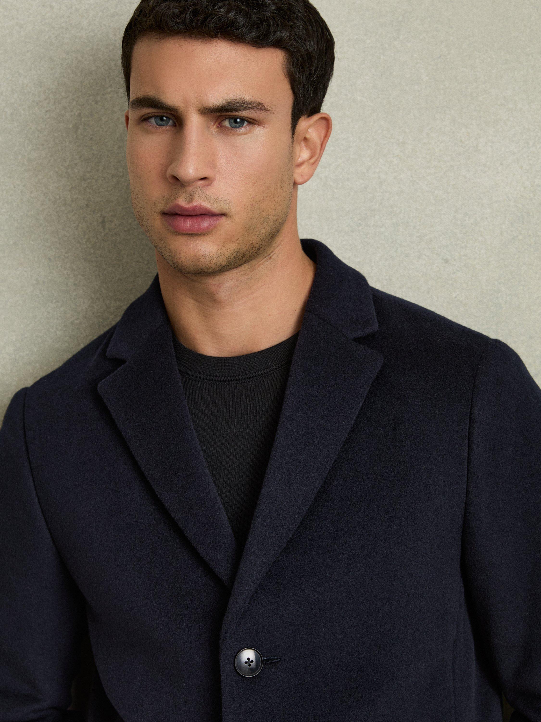 Product image 5 of 5, which shows Reiss Gable Single Breasted Wool Blend Coat, Navy, XS