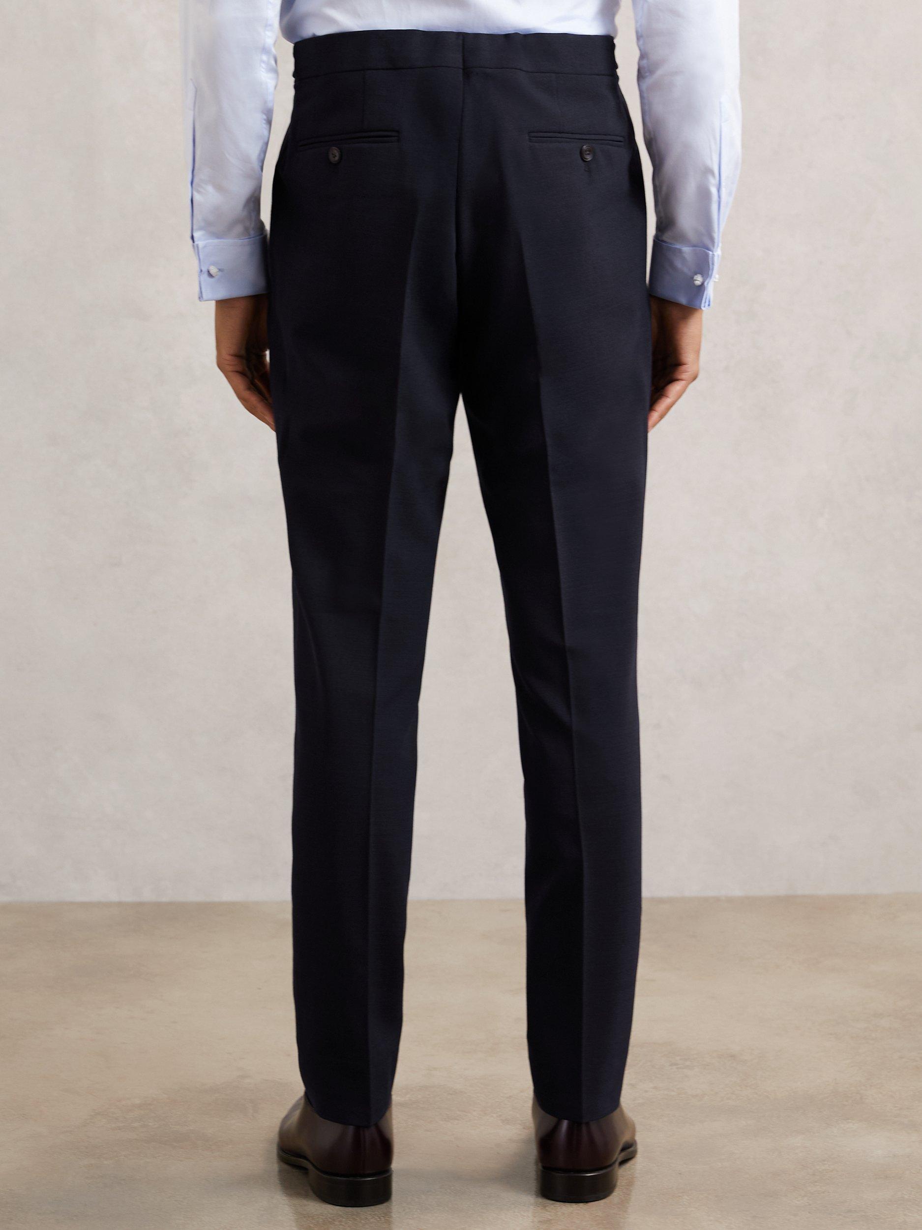 Product image 2 of 5, which shows Reiss Belmont Straight Tailored Trousers, Navy, 28R