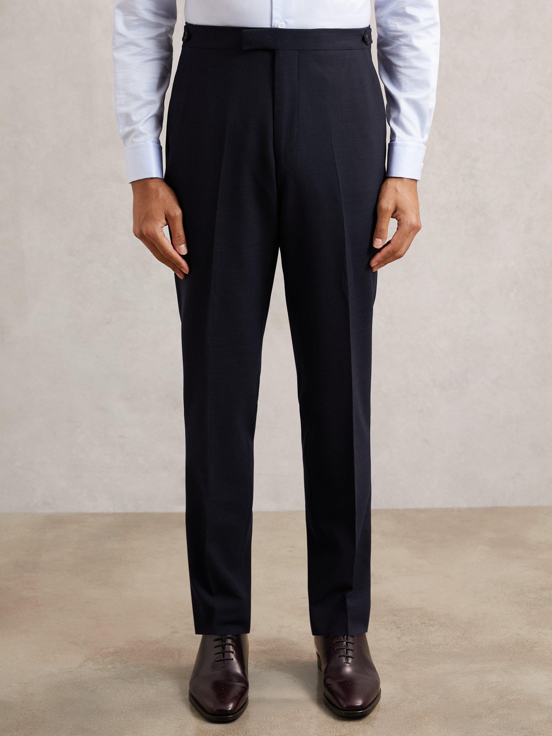 Product image 4 of 5, which shows Reiss Belmont Straight Tailored Trousers, Navy, 28R