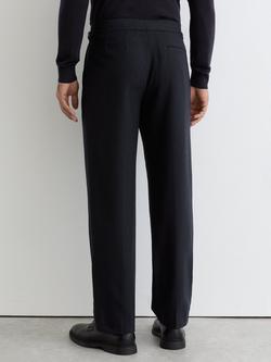 Reiss Naples Wool Blend Flannel Wide Leg Trousers, Navy - view 2, Navy