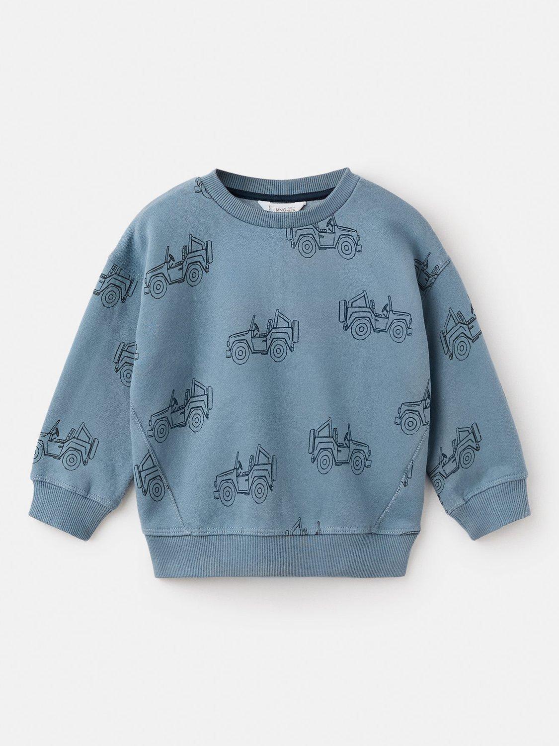 Product image 2 of 5, which shows Mango Kids' Carasop Car Sweatshirt, Medium Blue, 12-18 months