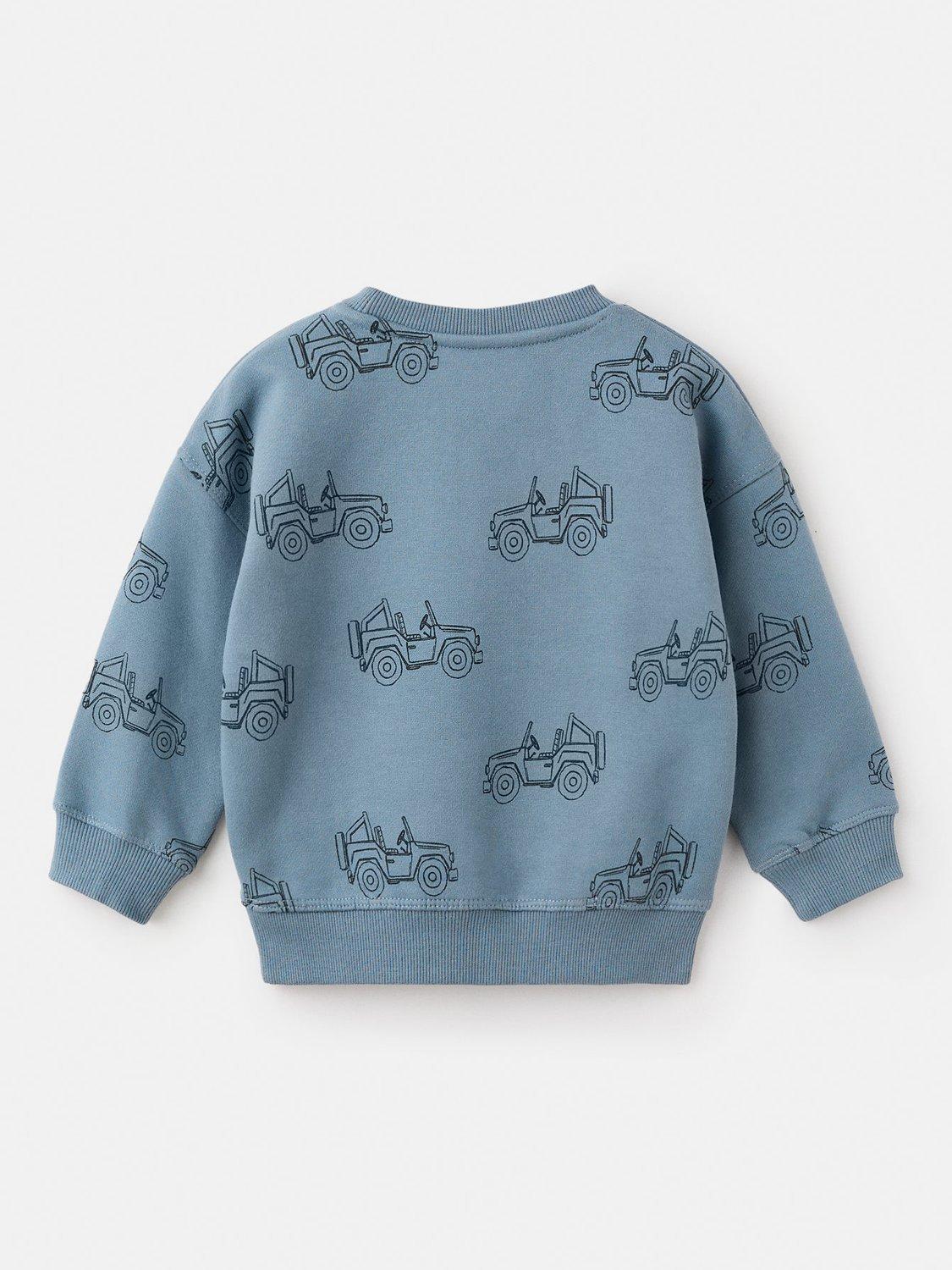 Product image 3 of 5, which shows Mango Kids' Carasop Car Sweatshirt, Medium Blue, 12-18 months