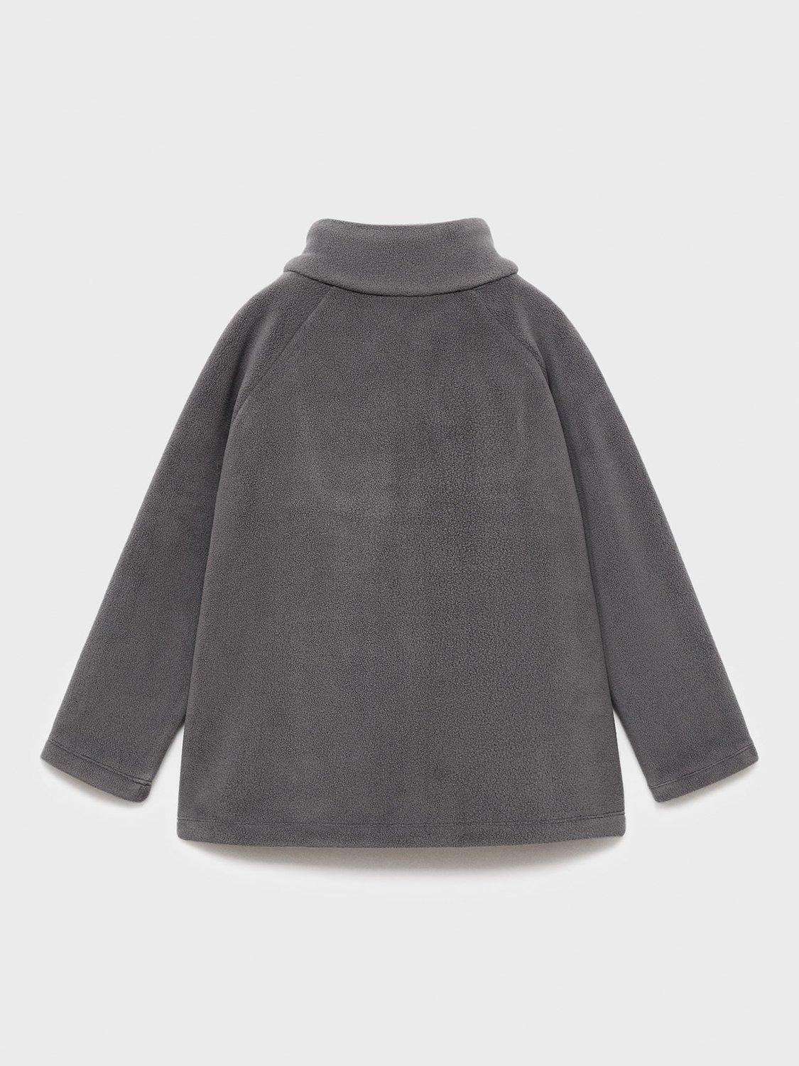 Product image 3 of 6, which shows Mango Kids' Fleece Zip Neck Sweatshirt, Dark Grey, 12-18 months