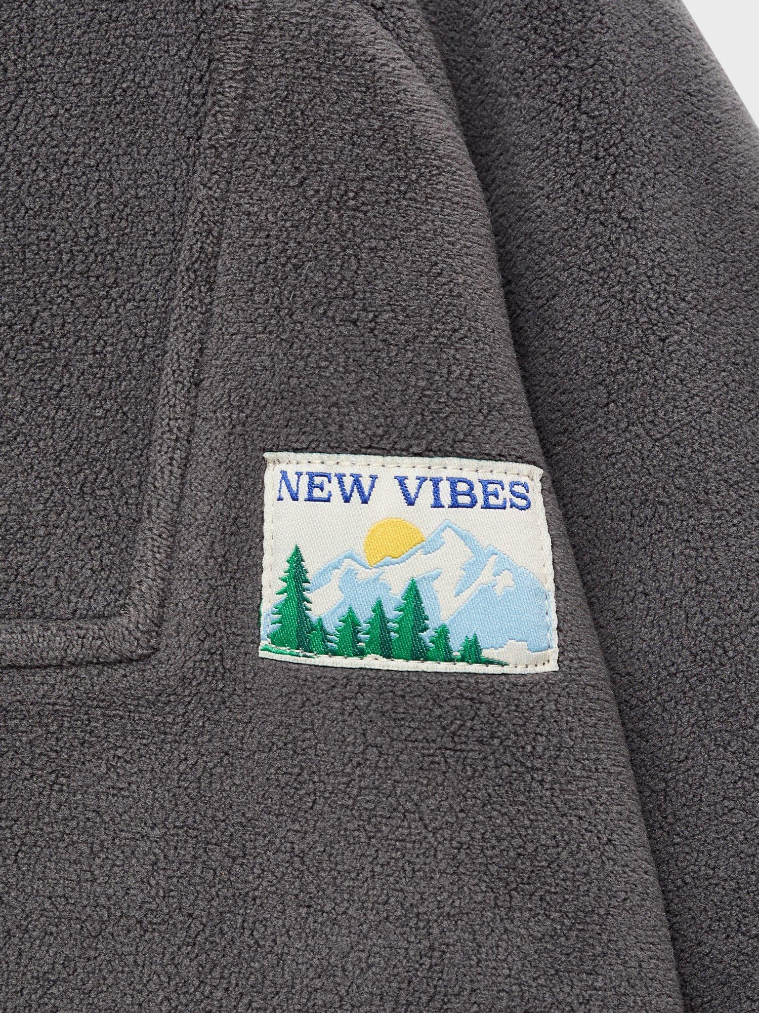 Product image 6 of 6, which shows Mango Kids' Fleece Zip Neck Sweatshirt, Dark Grey, 12-18 months