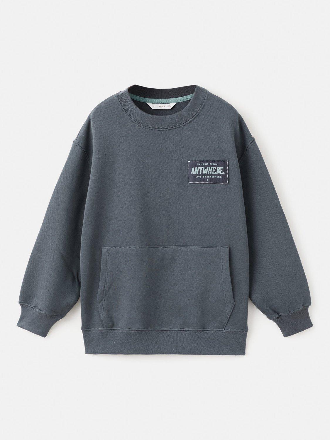 Product image 1 of 4, which shows Mango Kids' Haven Cotton Blend Back Print Sweatshirt, Dark Grey, 11-12 years