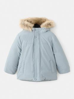Mango Kids' Dani Hooded Parka Coat, Turquoise/Aqua - view 2, Turquoise/Aqua