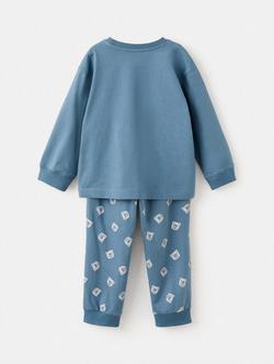 Mango Kids' Bear Printed Pyjama Set, Blue - view 2, Blue