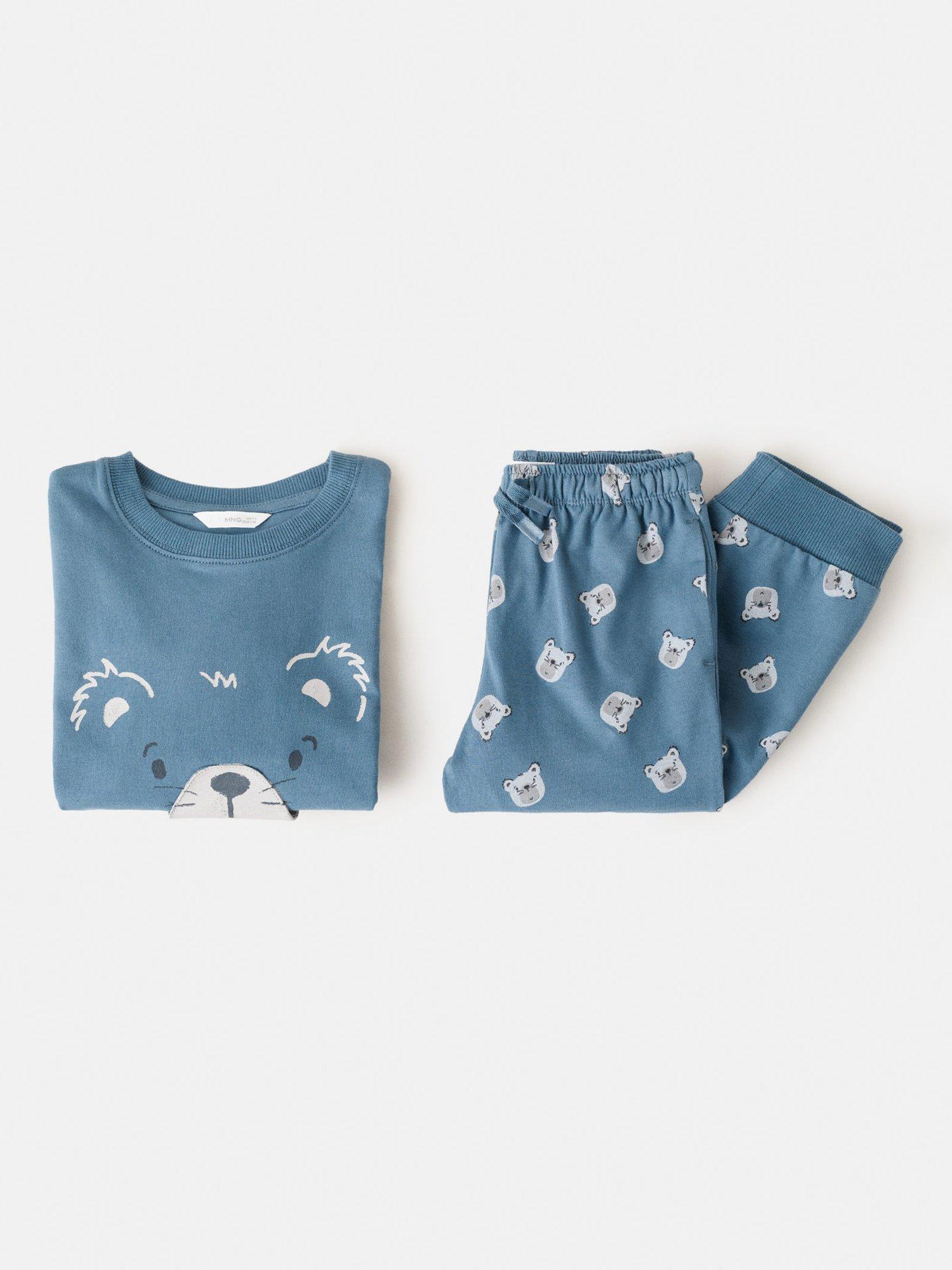 Product image 4 of 5, which shows Mango Kids' Bear Printed Pyjama Set, Blue, 12-18 months