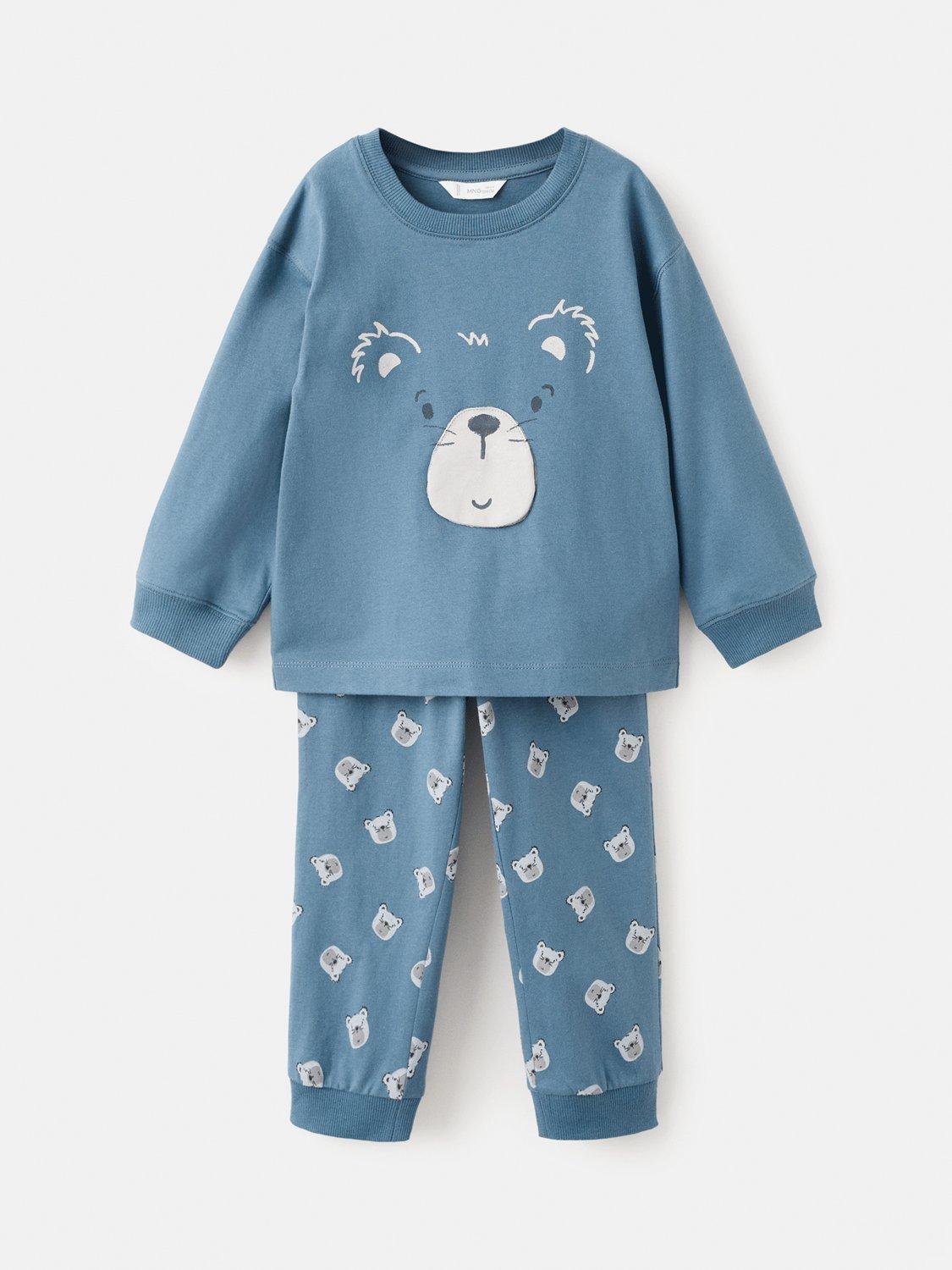 Product image 5 of 5, which shows Mango Kids' Bear Printed Pyjama Set, Blue, 12-18 months