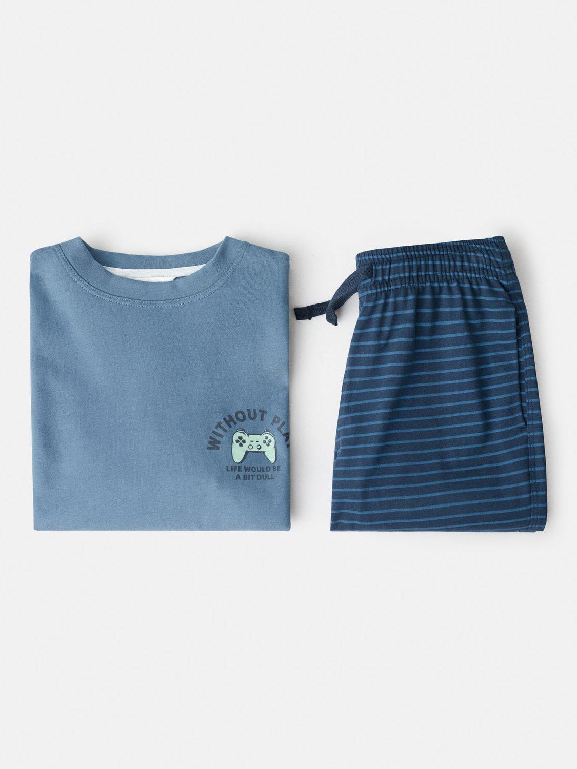 Product image 3 of 4, which shows Mango Kids' Player Cotton Long Sleeved Pyjama Set, Dark Blue, 11-12 years