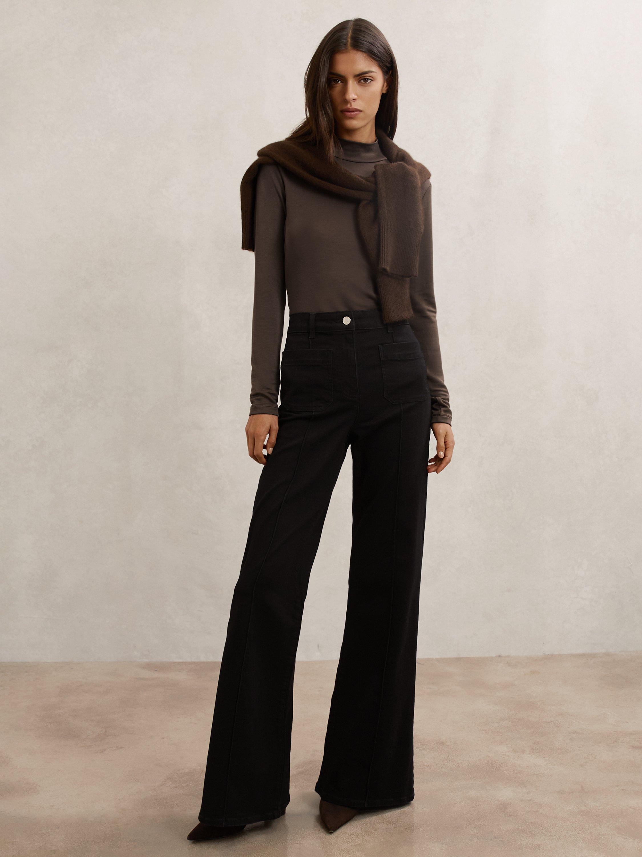 Product image 3 of 5, which shows Reiss Molly High Neck Top, Khaki Green, S