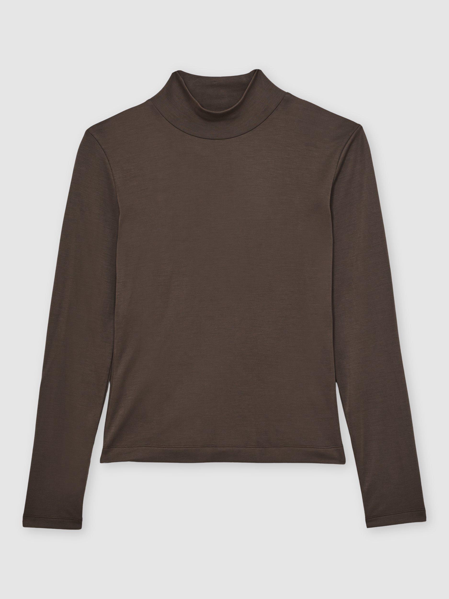 Product image 4 of 5, which shows Reiss Molly High Neck Top, Khaki Green, S