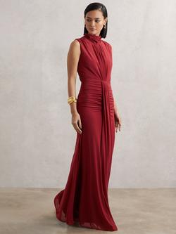 Reiss Daniella Sleeveless Ruched Maxi Dress - view 2, Dark Red
