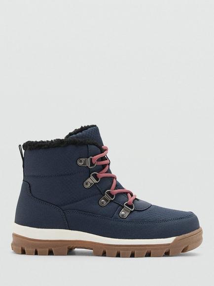 Mango Kids' Neo Lace Up Walking Boots, Medium Blue, Medium Blue