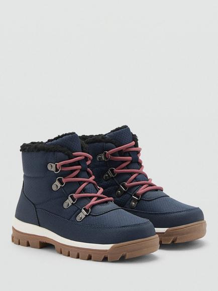 Mango Kids' Neo Lace Up Walking Boots, Medium Blue - view 2, Medium Blue