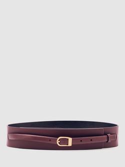 Reiss Odell Wide Fit Belt, Burgundy