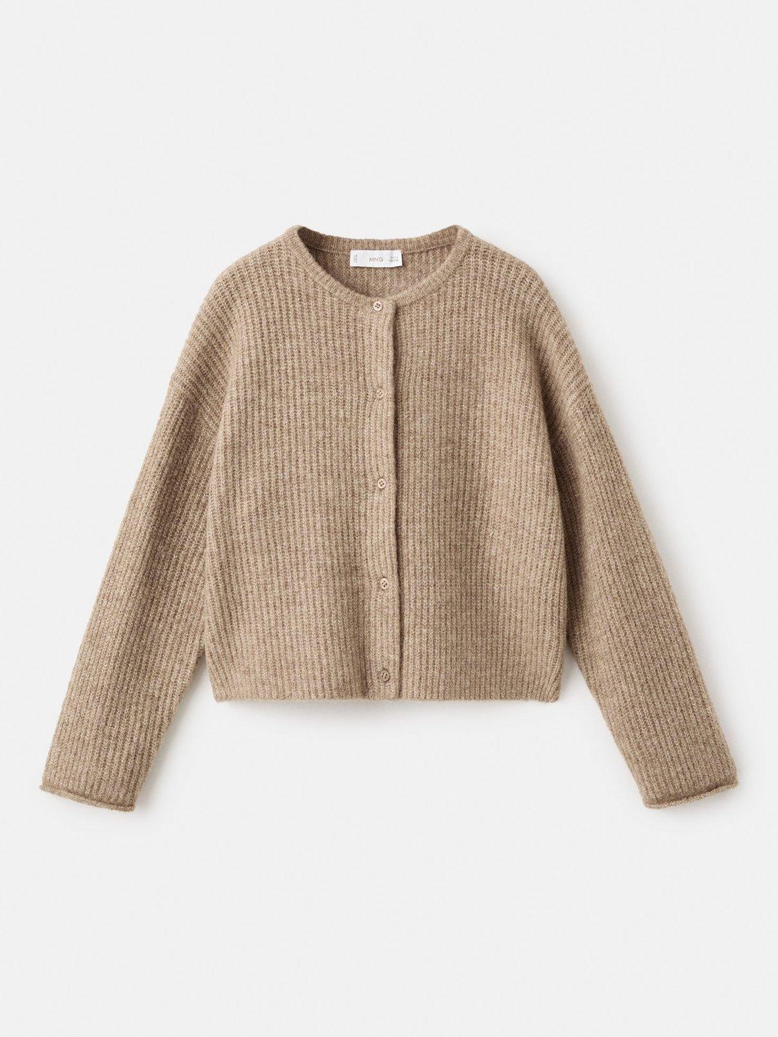 Product image 1 of 4, which shows Mango Kids' Janine Cardigan, Medium Brown, 11-12 years