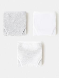 Mango Kids' Cotton Rich Briefs, Pack of 3, Light Grey, Light Grey