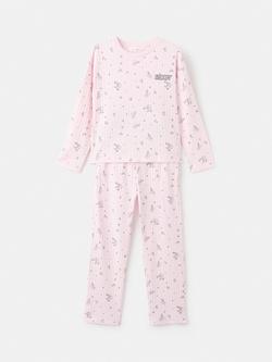 Mango Kids' Cotton Blend Snoopy Print Pyjama Set, Pink, Pink