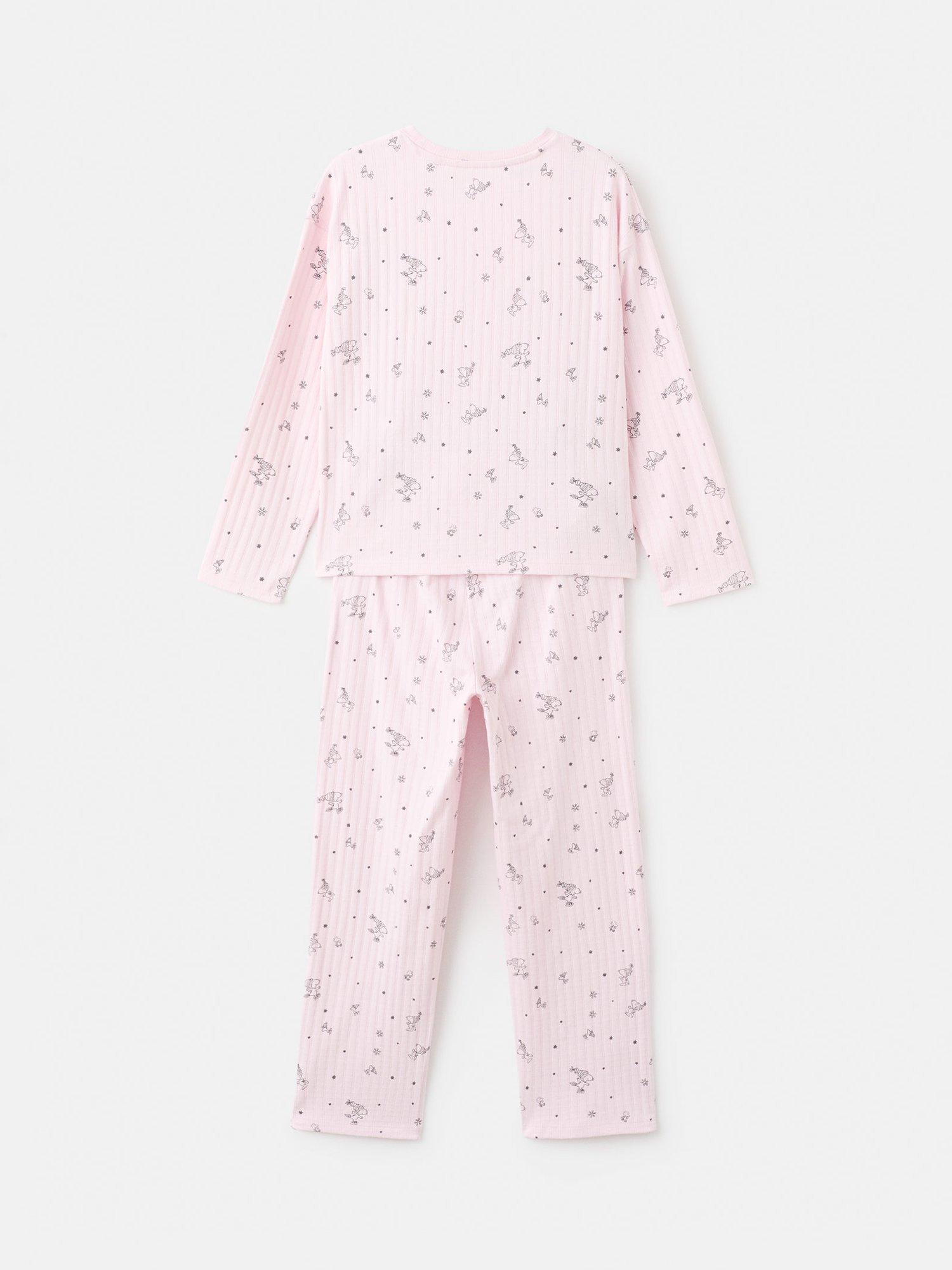 Product image 2 of 4, which shows Mango Kids' Cotton Blend Snoopy Print Pyjama Set, Pink, 11-12 years