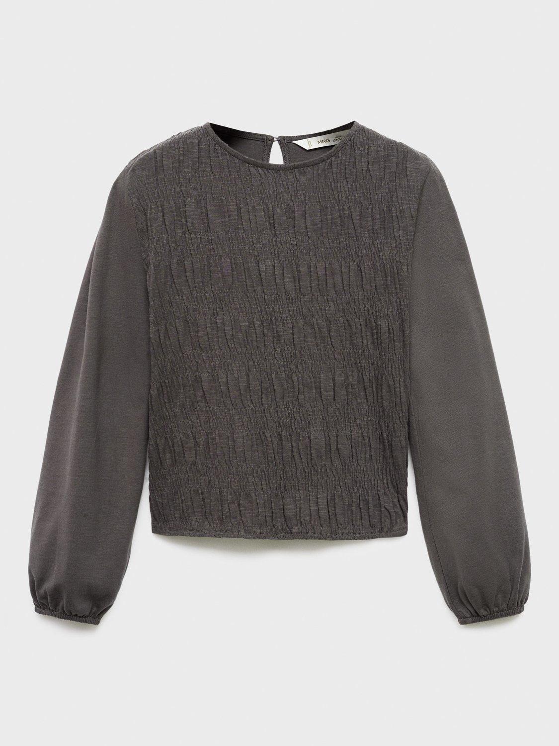 Mango Kids' Cotton Rich Ruched Long Sleeve Top