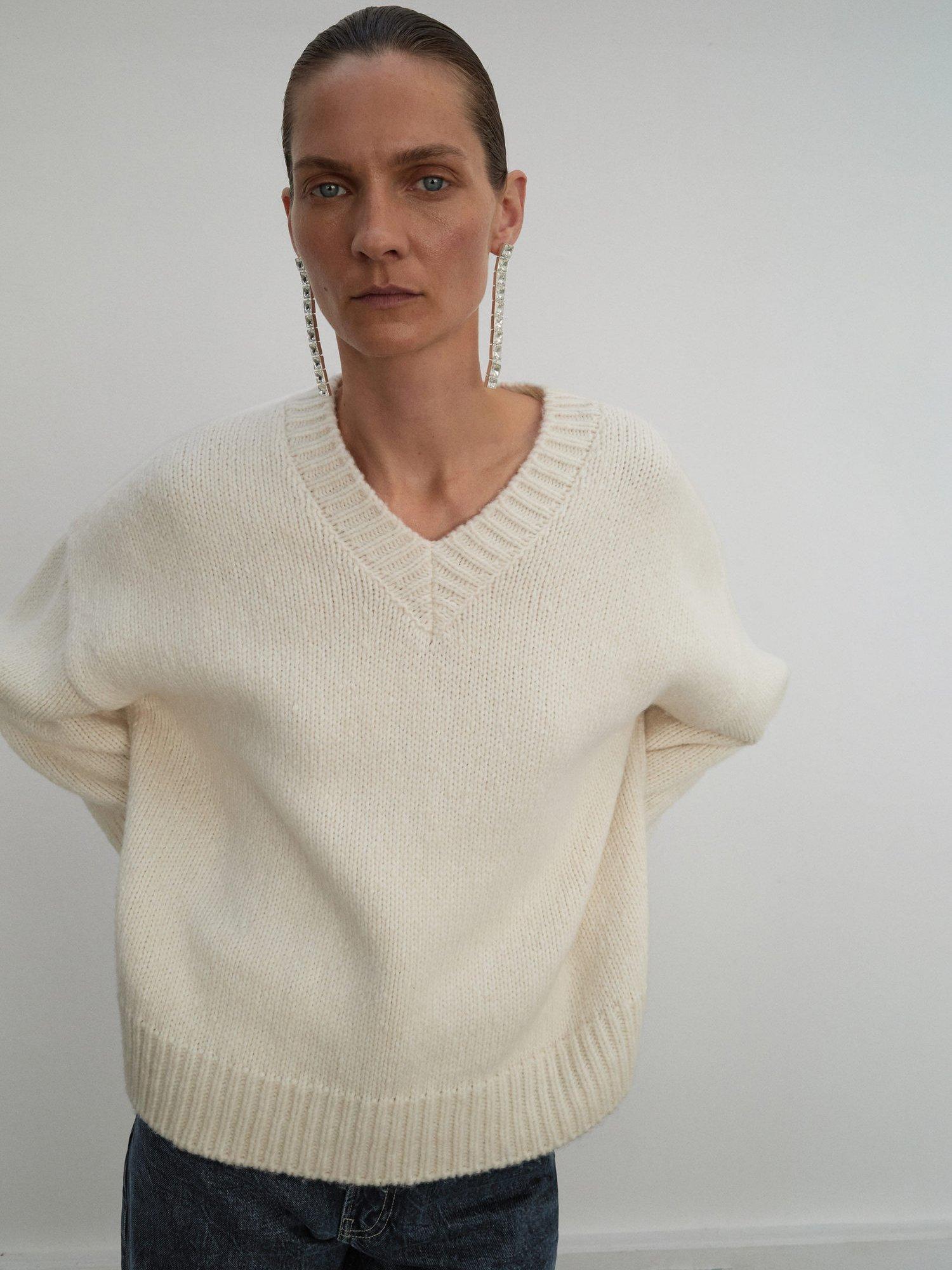 Mango Juana Wool Blend Sweater, Light Beige