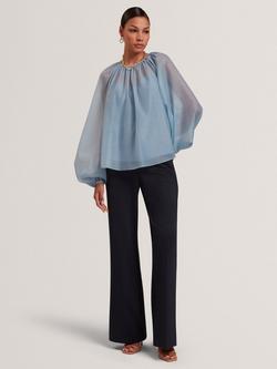 Ted Baker Eelana Organza Puff Sleeve Blouse, Light Blue, Light Blue