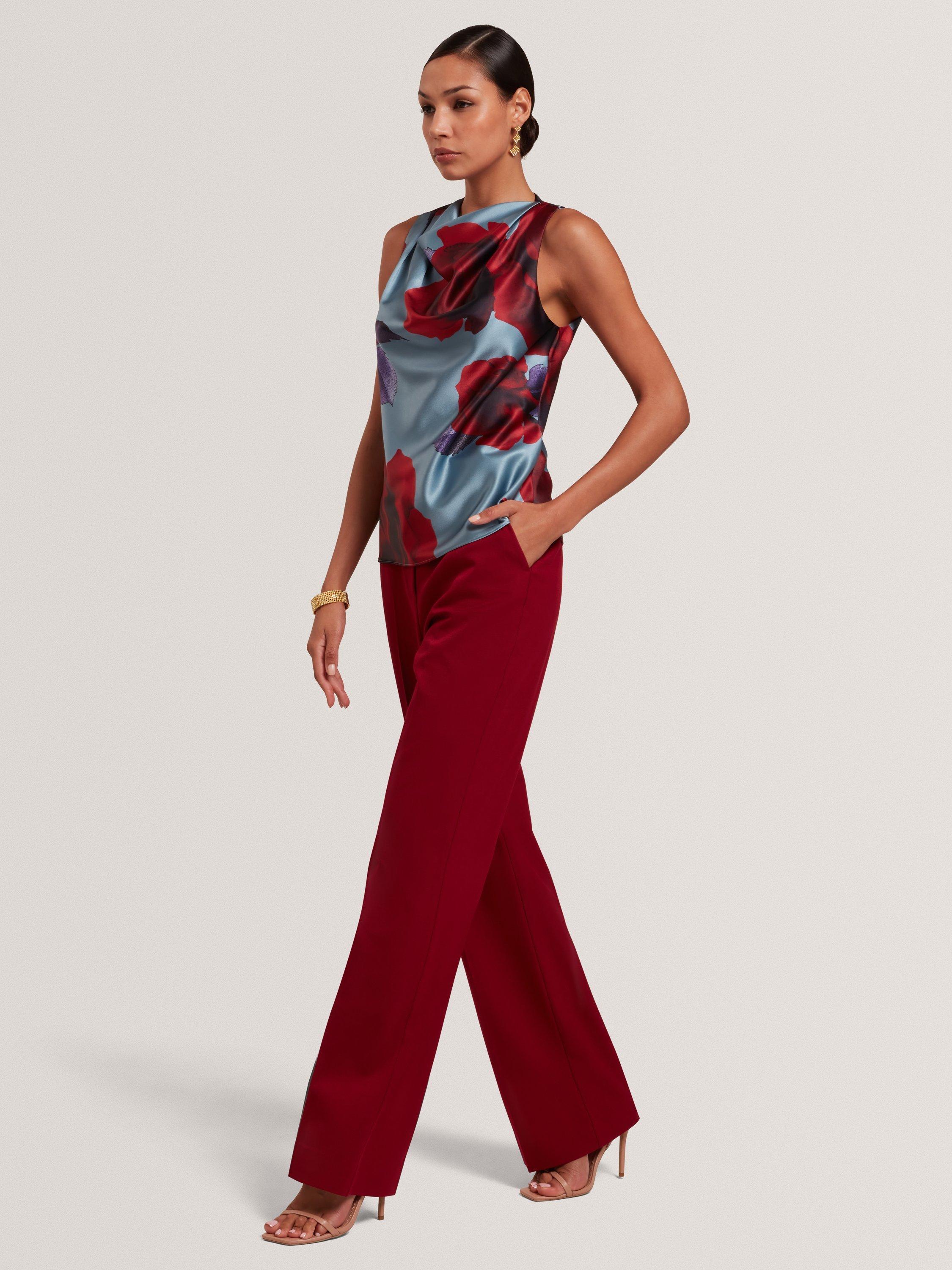 Product image 7 of 7, which shows Ted Baker Harplyn Sleeveless Cowl Neck Blouse, Blue/Multi, 8