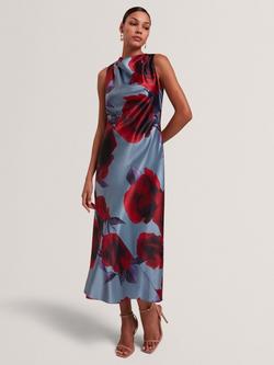Ted Baker Harrlia Sleeveless Cowl Neck Midi Dress, Blue/Multi - view 2, Blue/Multi