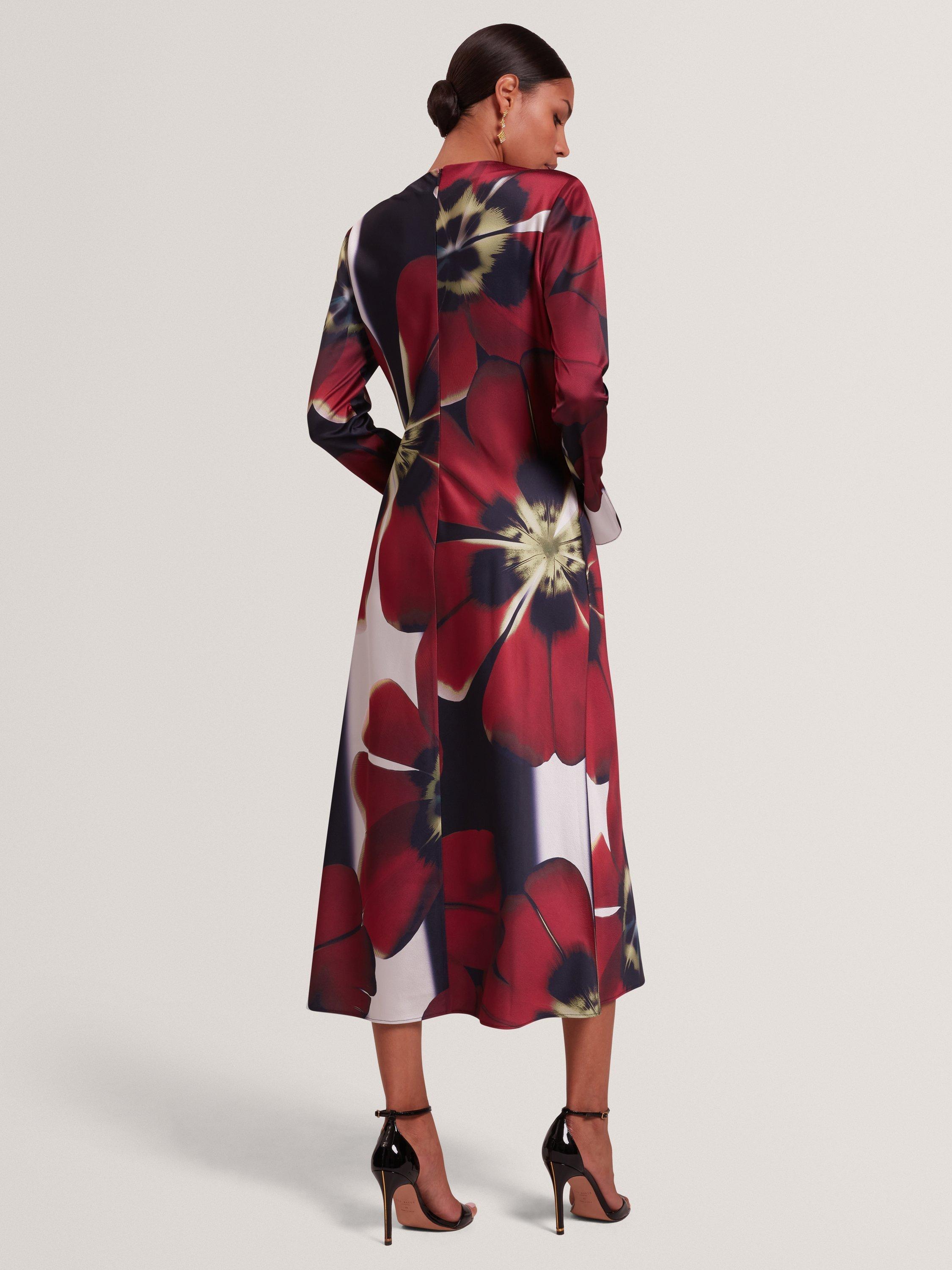 Product image 3 of 7, which shows Ted Baker Neerah Floral Print Midi Dress, Multi, 8