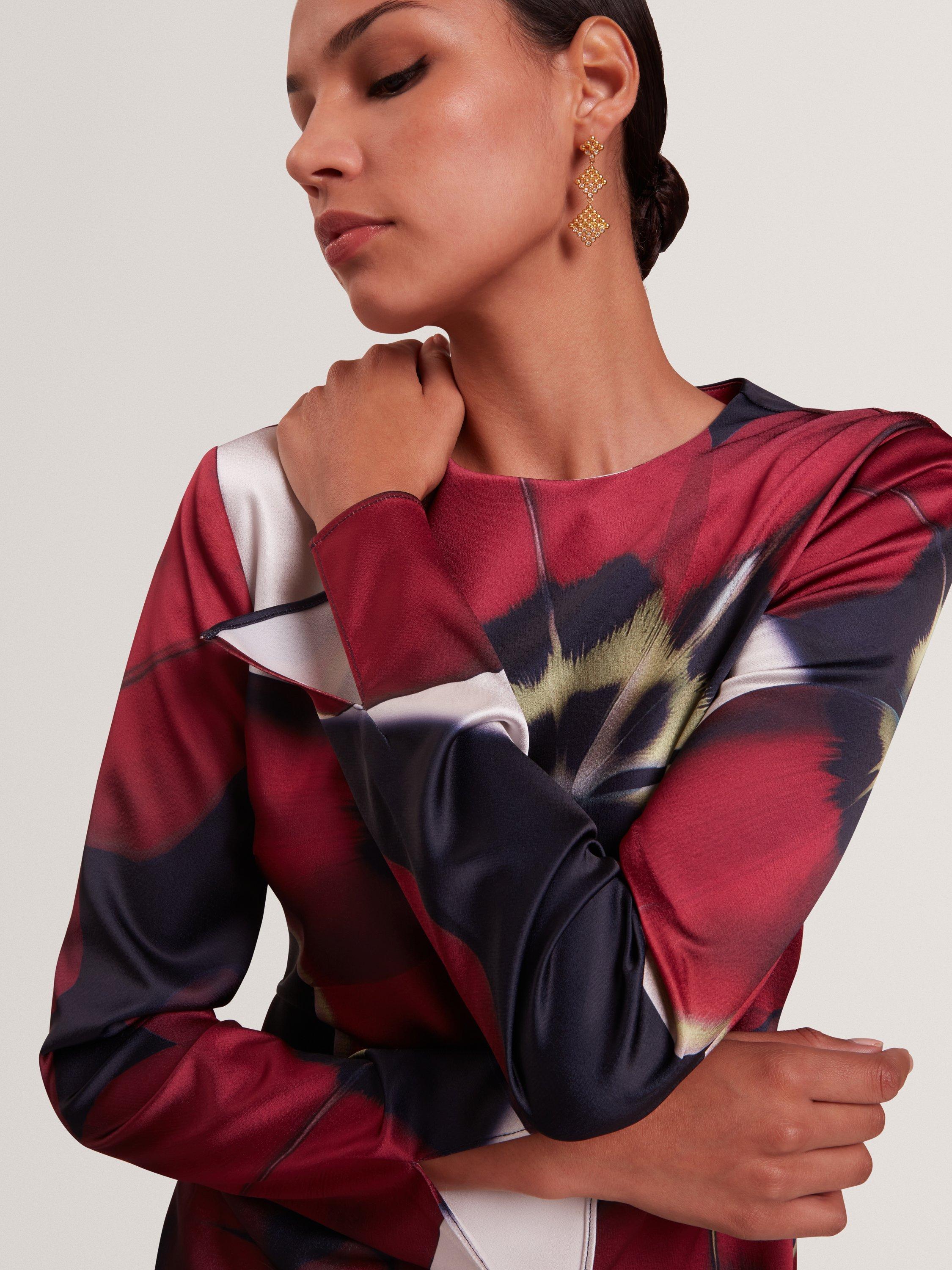 Product image 6 of 7, which shows Ted Baker Neerah Floral Print Midi Dress, Multi, 8