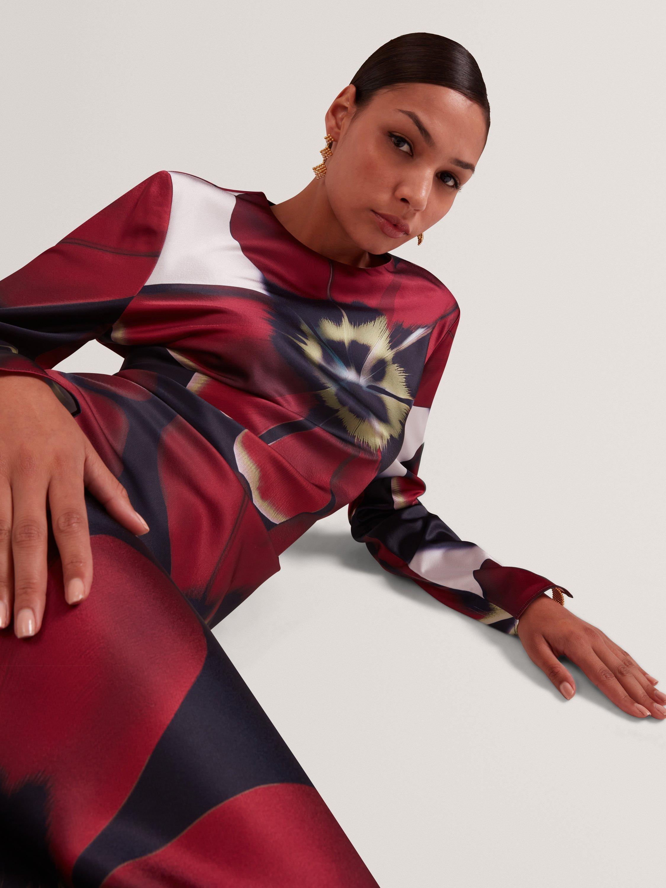 Product image 7 of 7, which shows Ted Baker Neerah Floral Print Midi Dress, Multi, 8