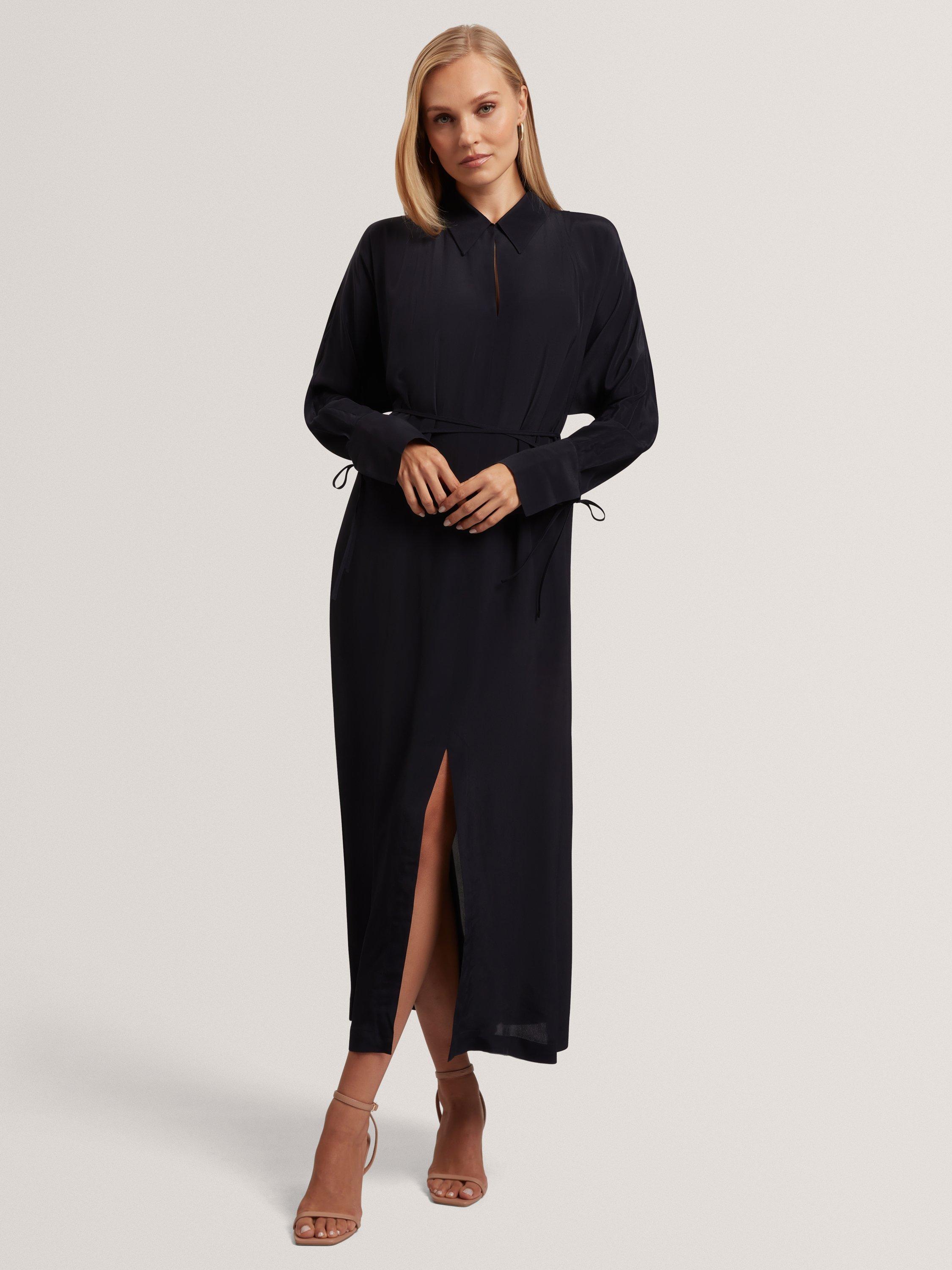 knee length dresses for ladies Ted Baker Zellie Mirrored Print Long Sleeve Satin Midi Dress Women's –  Kicks Machine main image 1